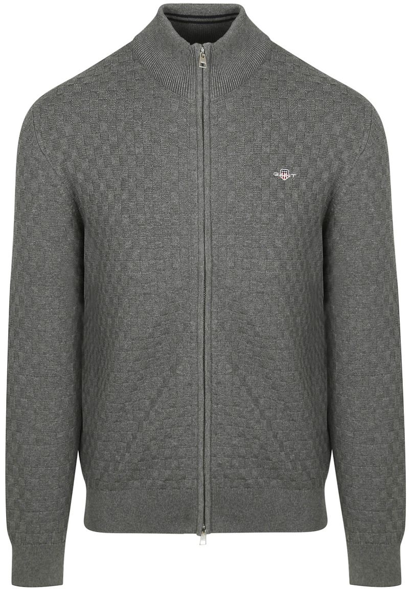 Gant Strickjacke Textur Grau - Größe L günstig online kaufen