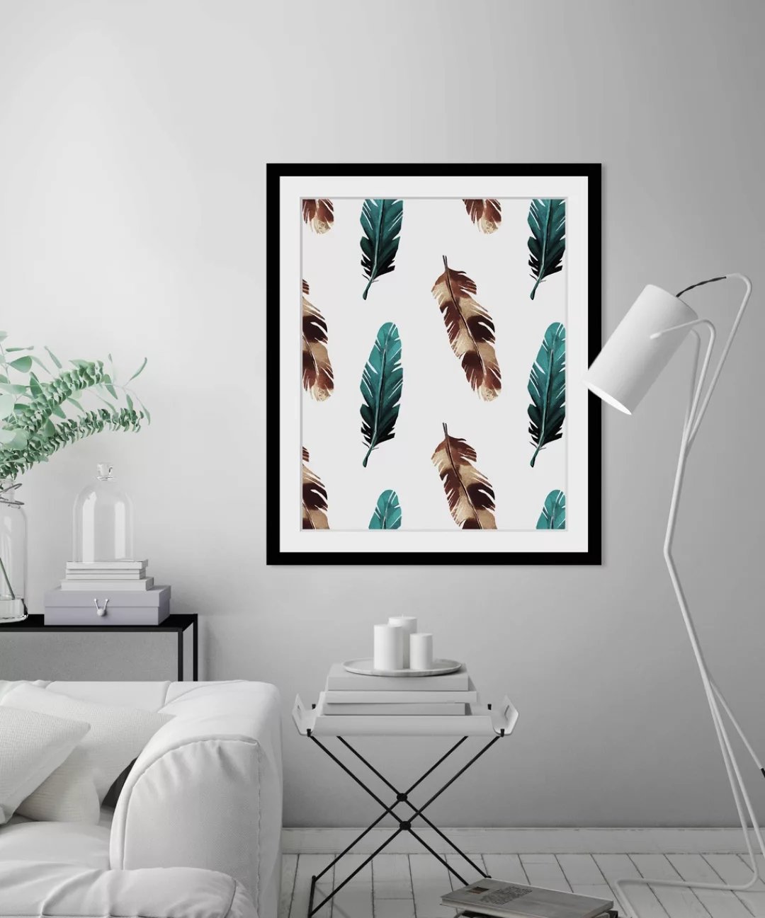 queence Bild "Frida", Federn, Vogel, Federn, Natur, gerahmt günstig online kaufen