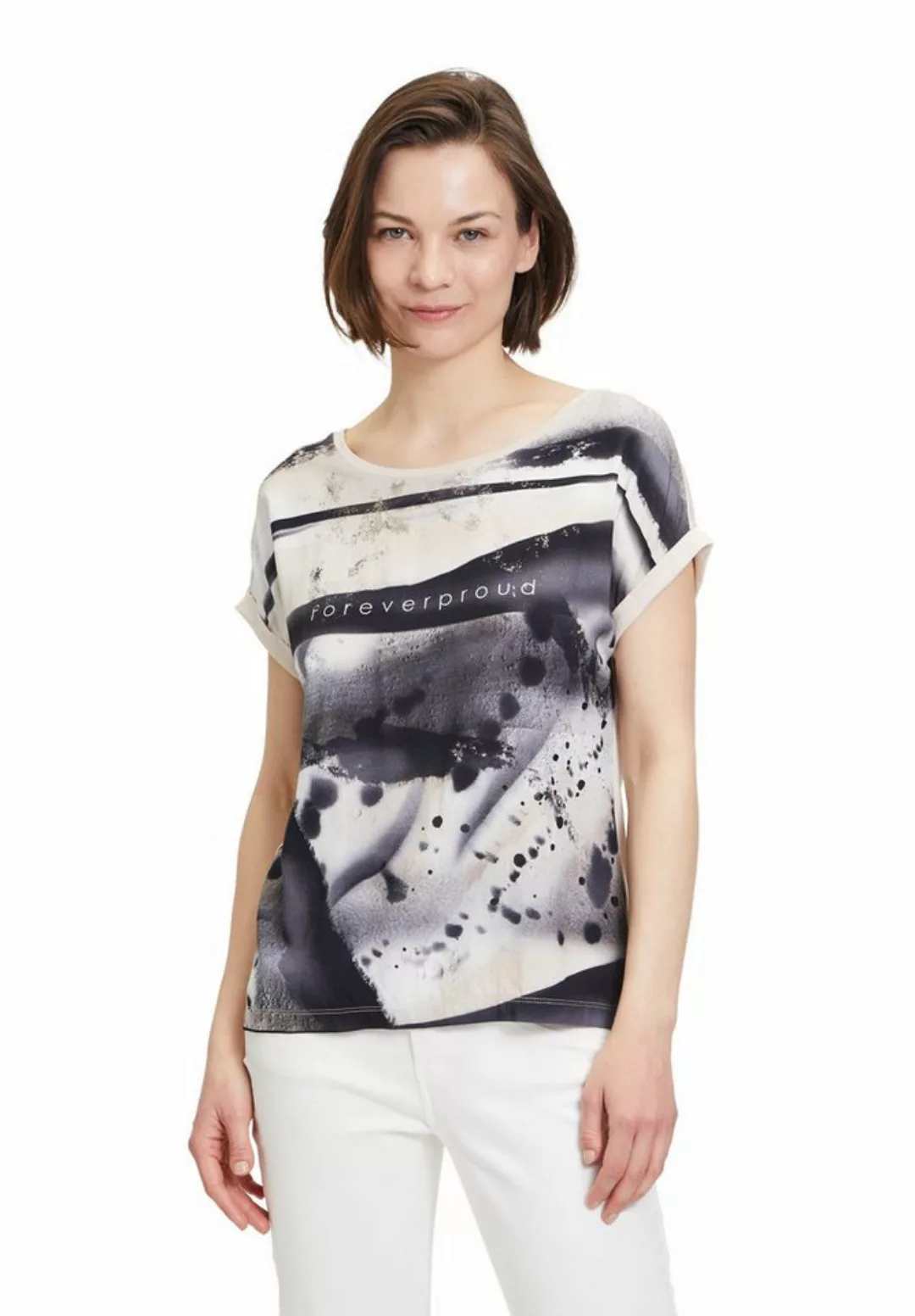 Betty&Co Kurzarmshirt Betty & Co Casual-Shirt mit Placement (1-tlg) Druck günstig online kaufen