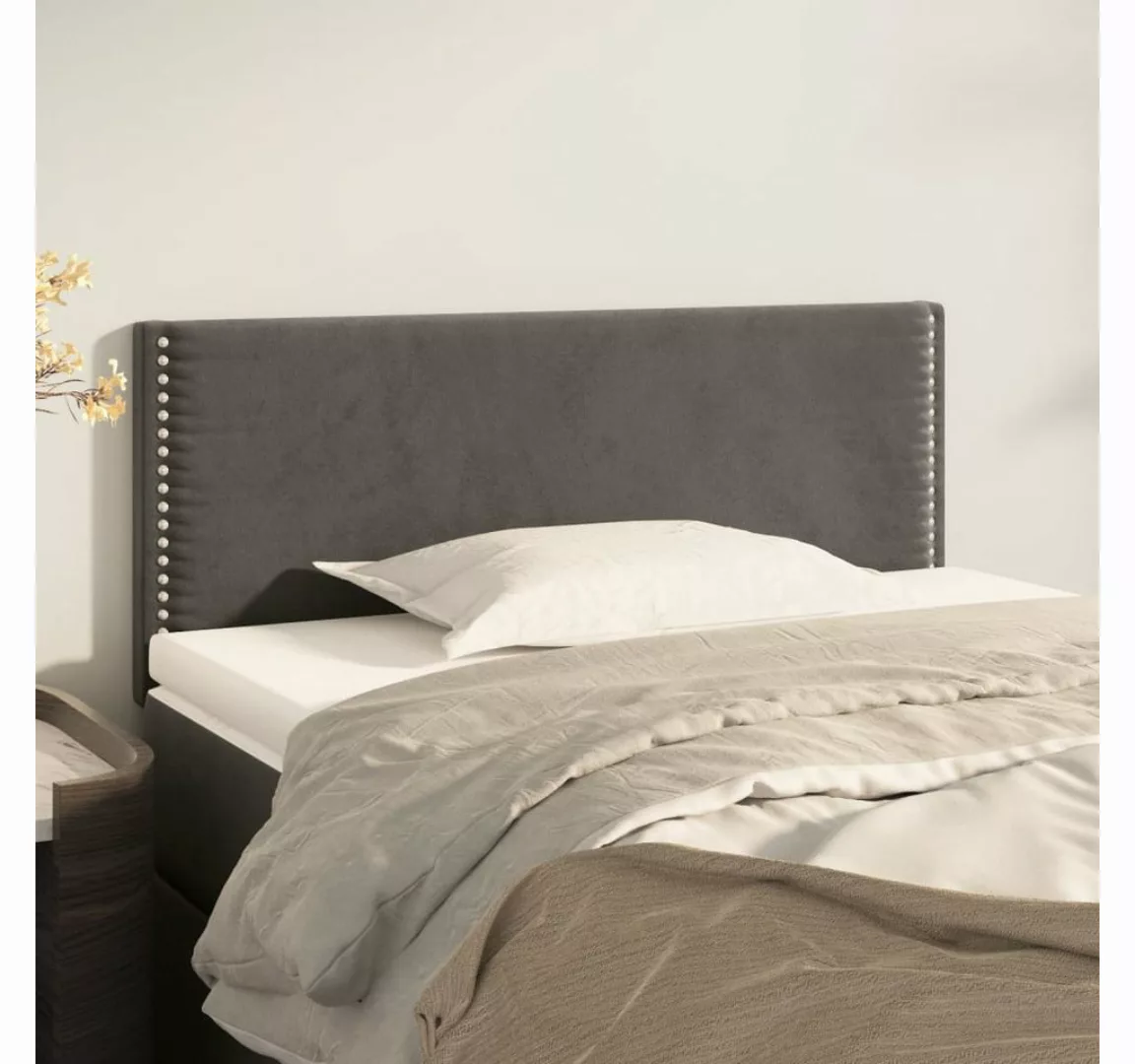 vidaXL Bett, Kopfteil Dunkelgrau 80x5x78/88 cm Samt günstig online kaufen