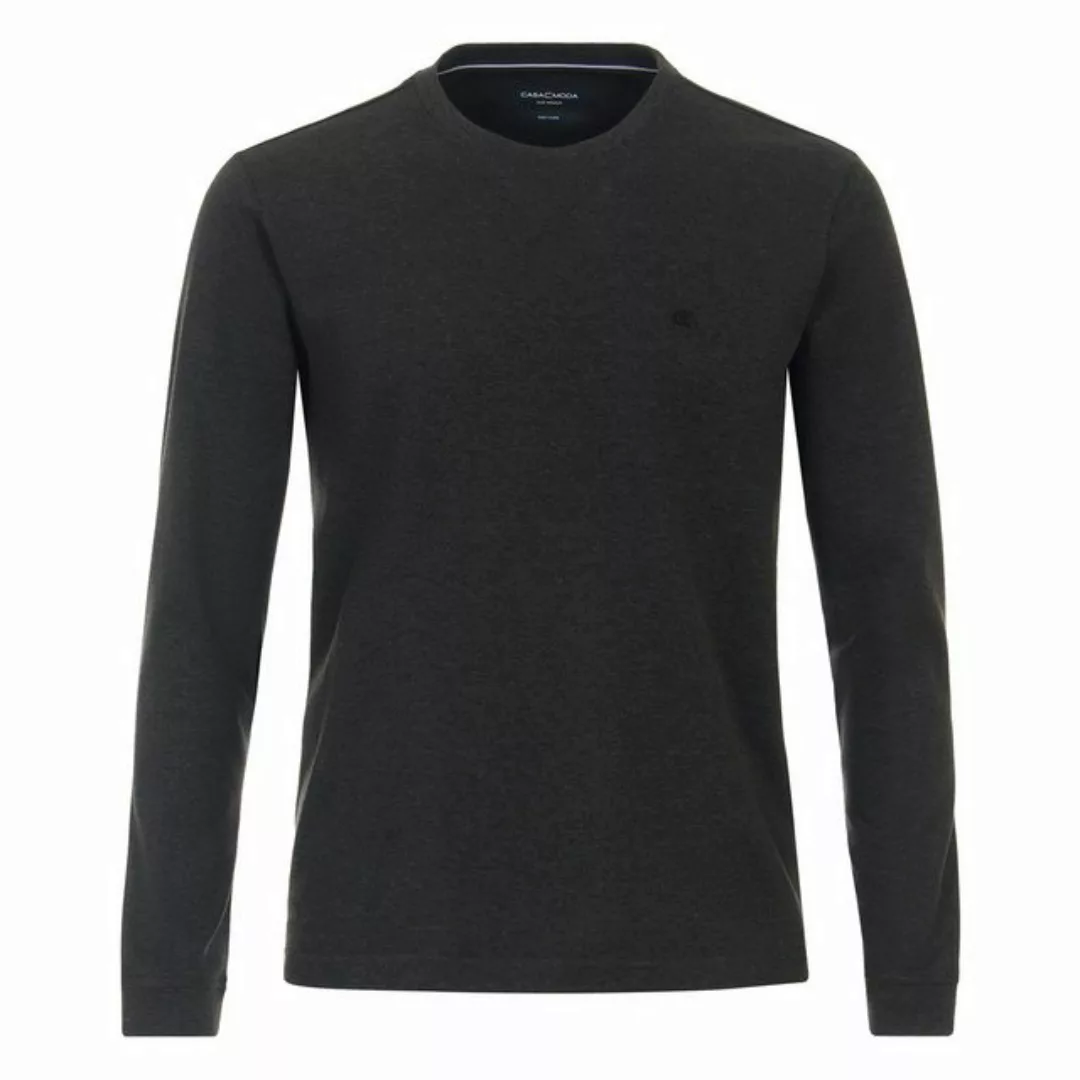 CASAMODA Rundhalsshirt Große Größen Herren Longsleeve Piqué anthrazit melan günstig online kaufen