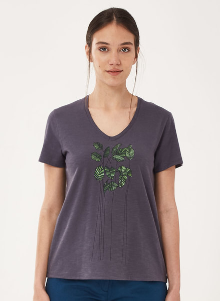 T-shirt Aus Bio-baumwolle Mit Blatt-print günstig online kaufen