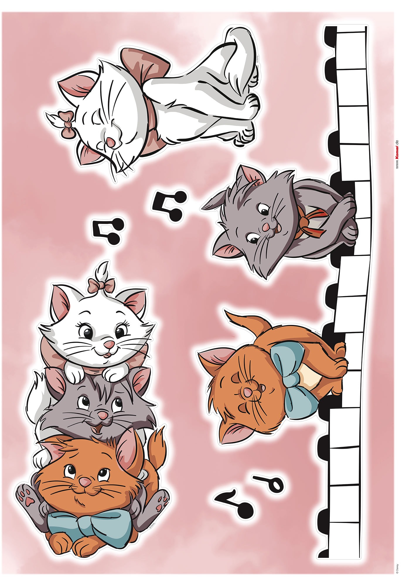 Komar Wandtattoo "Aristocats Kittens - Größe 50 x 70 cm", (7 St.), selbstkl günstig online kaufen