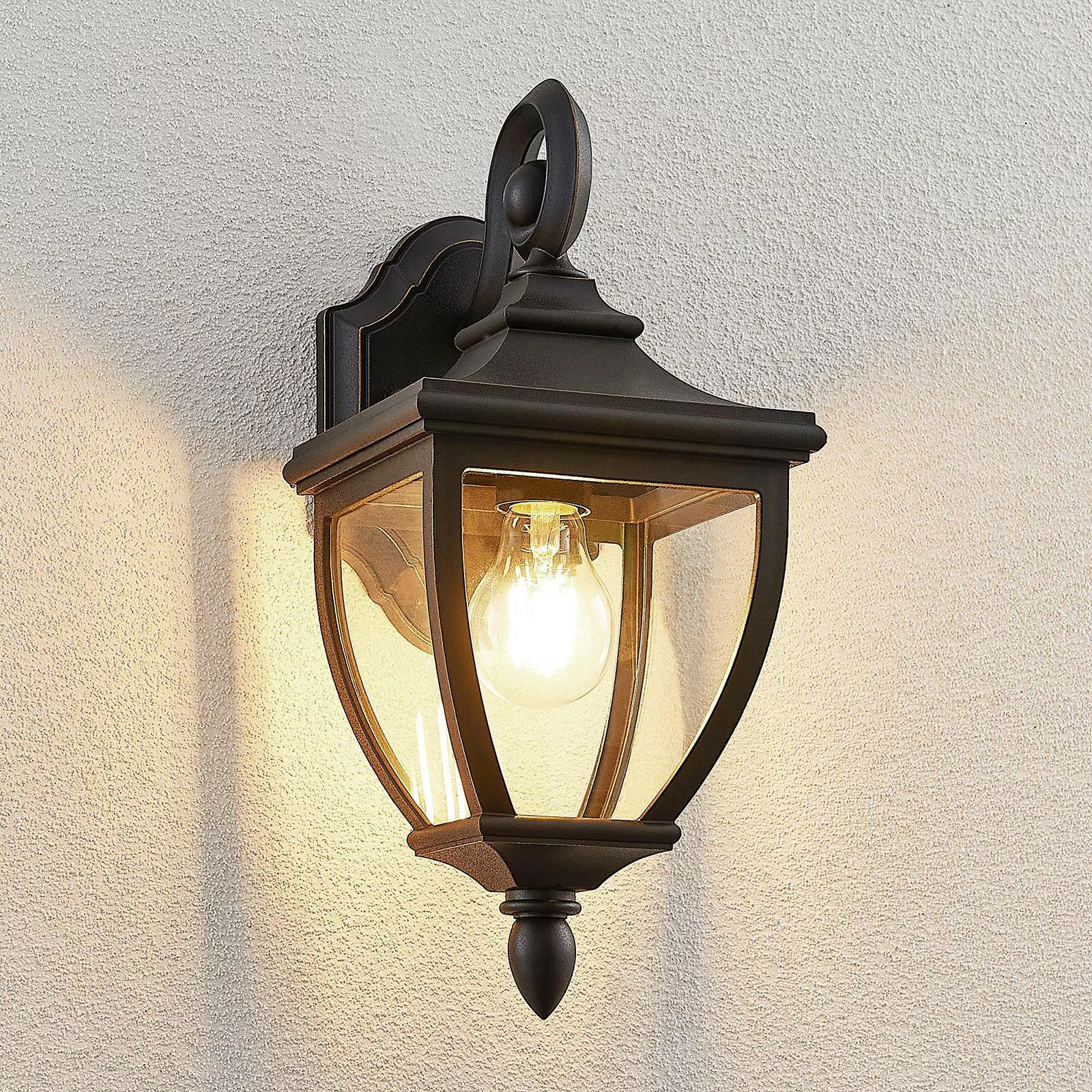 Lindby Außenwandlampe Cerys, schwarz, Metall, Höhe 37cm günstig online kaufen