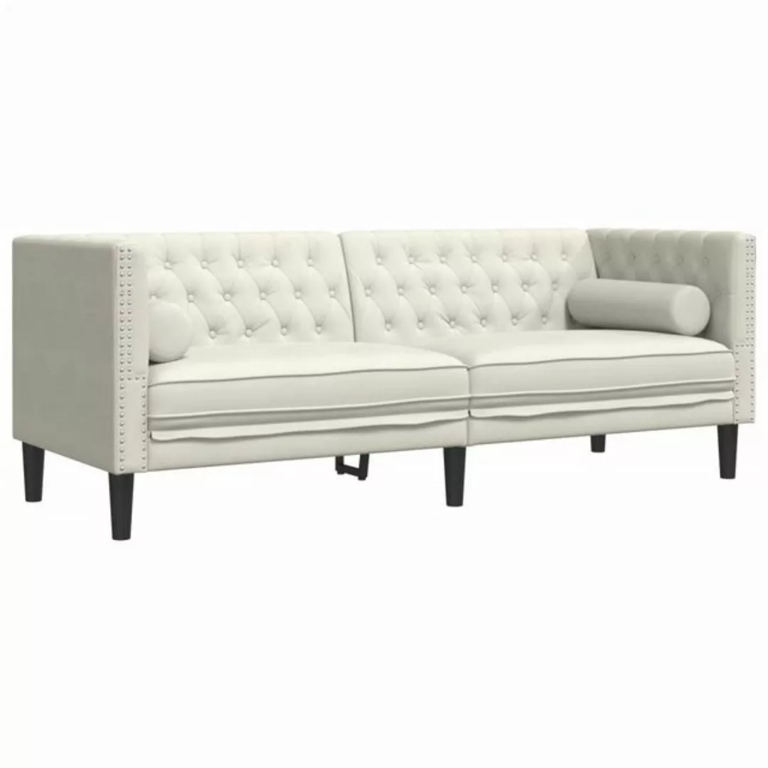 vidaXL Chesterfield-Sofa, Chesterfield-Sofa mit Nackenrollen 3-Sitzer Creme günstig online kaufen