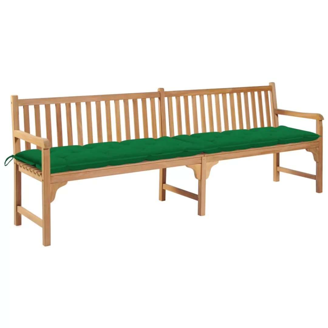 Gartenbank Mit Grüner Auflage 240 Cm Massivholz Teak günstig online kaufen