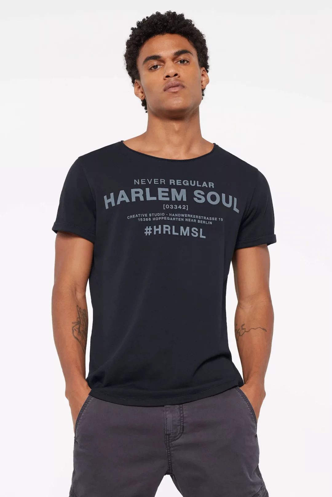 Harlem Soul Rundhalsshirt, mit fixierten Turn-up-Ärmeln günstig online kaufen