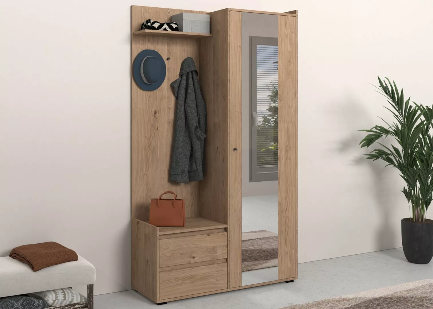 INOSIGN Garderobenschrank Kosmo mit Spiegel Maße 118 x 30 cm, Höhe 190 cm, günstig online kaufen