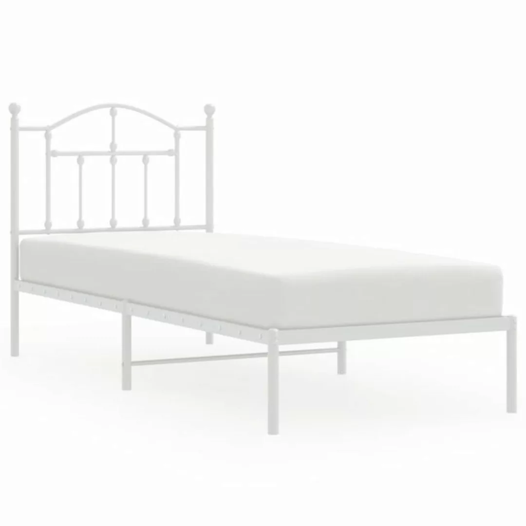 vidaXL Bettgestell Bettrahmen mit Kopfteil Metall Weiß 90x190 cm Bett Bettg günstig online kaufen