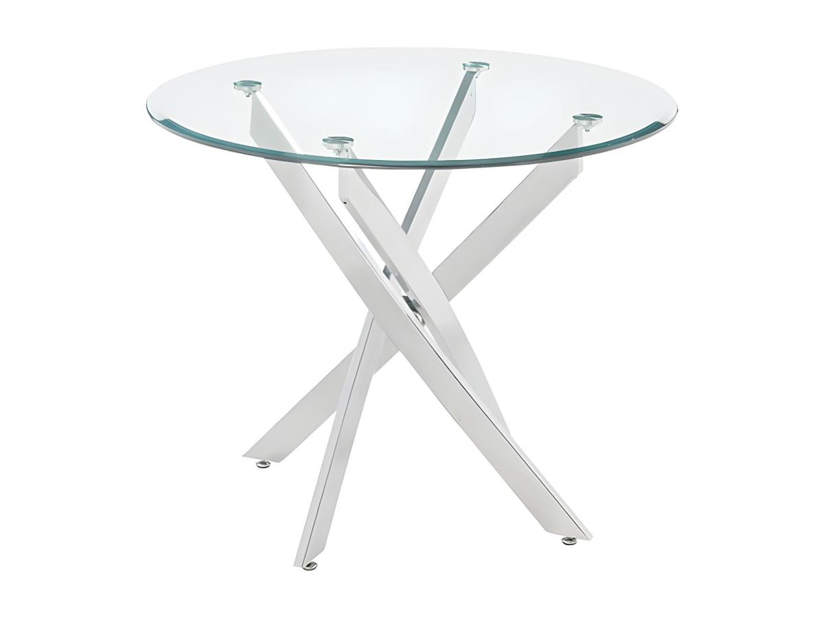 Esstisch rund für 2 Personen - Sicherheitsglas & chromfarbenes Metall - Chr günstig online kaufen