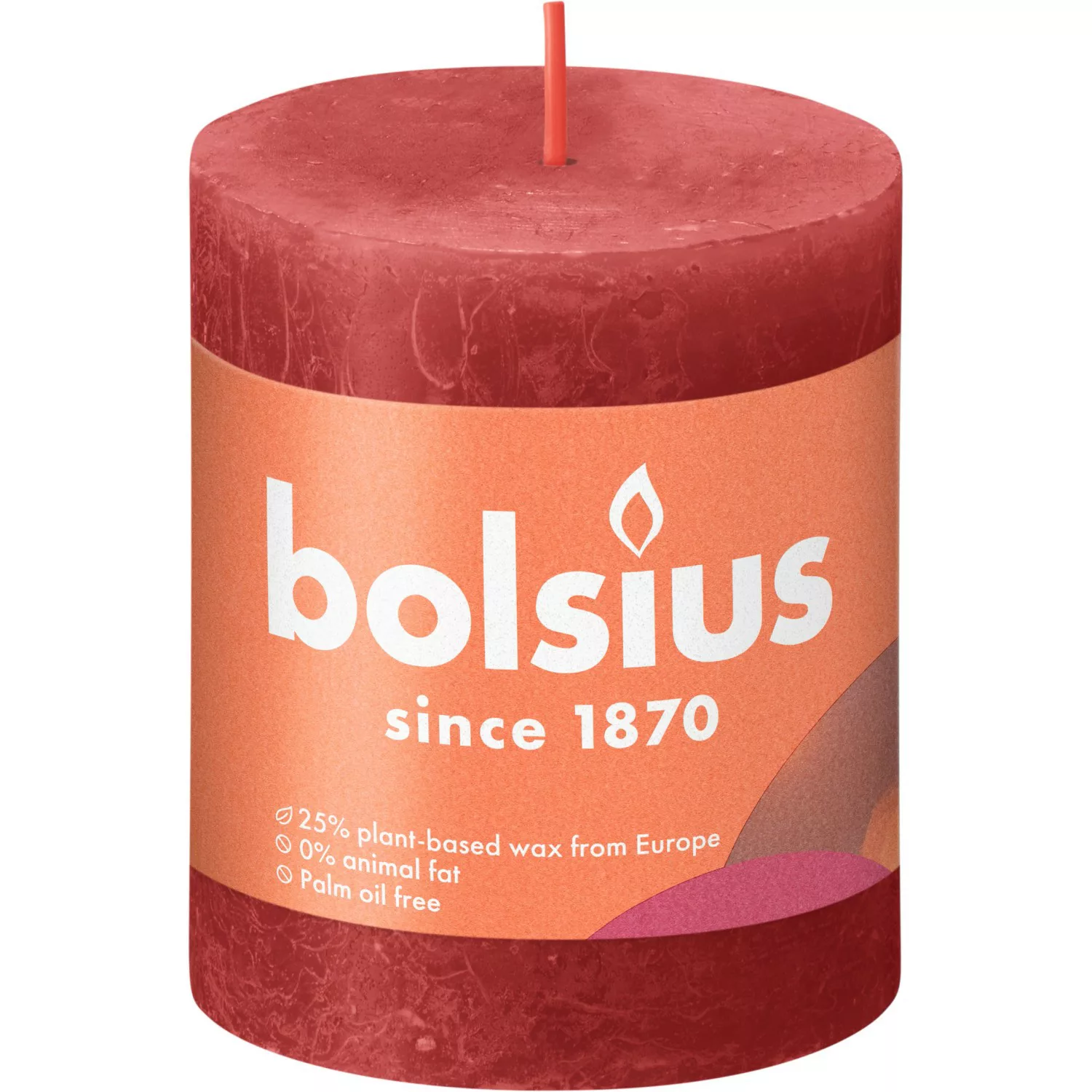 Bolsius Rustik-Kerze Shine 80/68 mm Zartes Rot günstig online kaufen