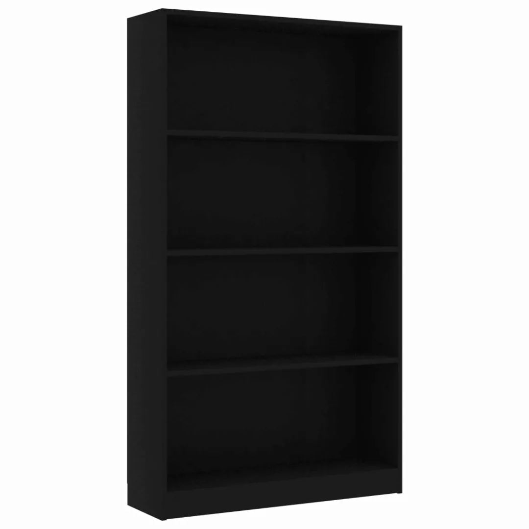 Bücherregal 4 Fächer Schwarz 80 X 24 X 142 Cm Spanplatte günstig online kaufen