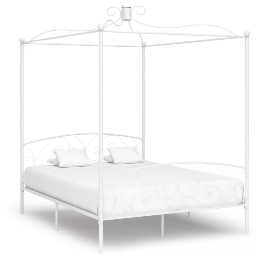 Himmelbett-gestell Weiß Metall 160 X 200 Cm günstig online kaufen