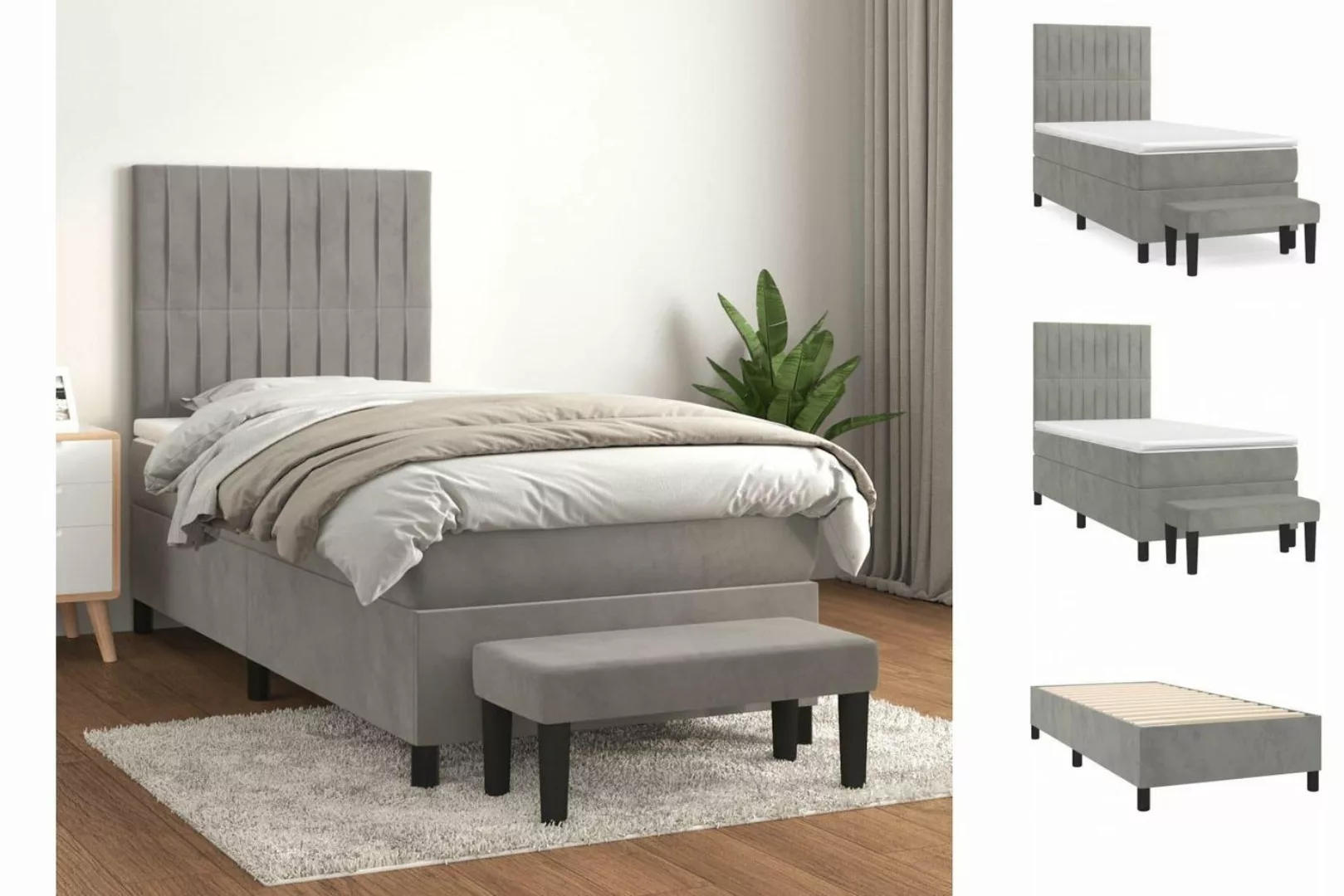 vidaXL Boxspringbett Boxspringbett mit Matratze und Fusshocker Samt (90 x 1 günstig online kaufen