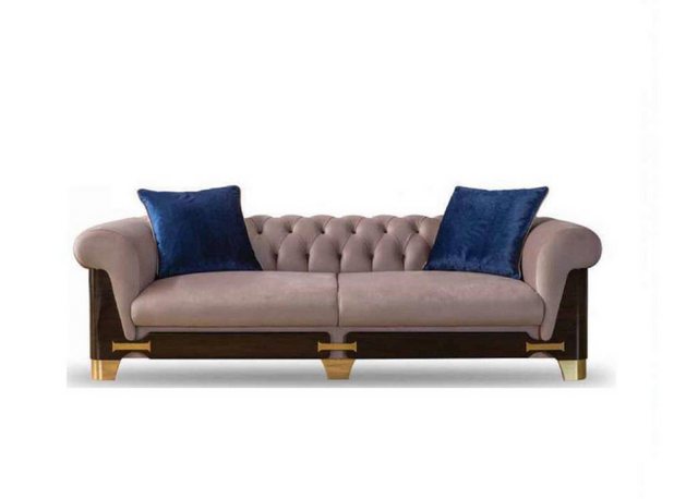 Xlmoebel Chesterfield-Sofa Neues Chesterfield Sofa für drei Personen, grau, günstig online kaufen