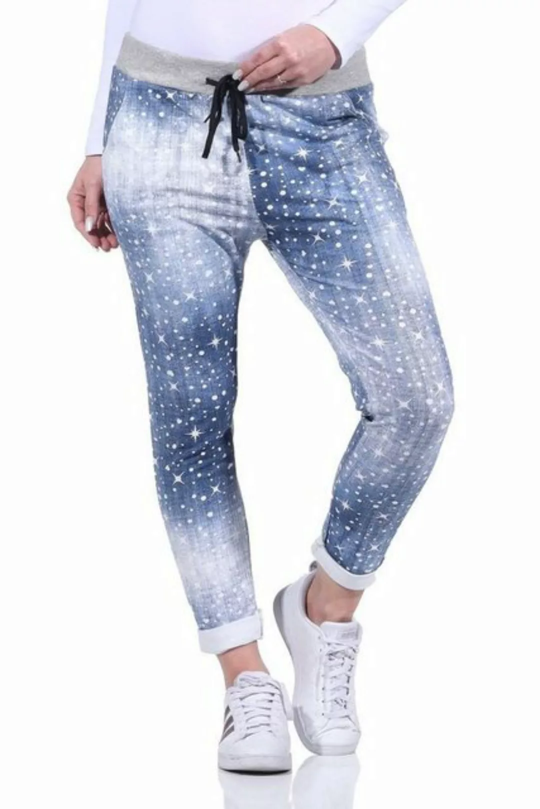 Mississhop Chinohose Damen Hose Blumen Jogginghose Baumwolle gemustert M. 2 günstig online kaufen