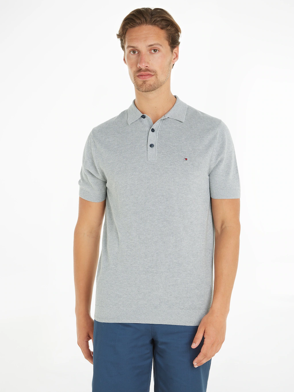 Tommy Hilfiger Poloshirt CHAIN RIDGE STRUCTURE SS POLO mit Logostickerei au günstig online kaufen