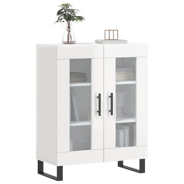 vidaXL Vitrine Sideboard Hochglanz-Weiß 69,5x34x90 cm Spanplatte Glas Vitri günstig online kaufen