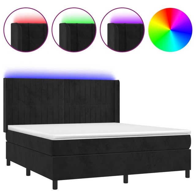 vidaXL Boxspringbett Boxspringbett mit Matratze und LED Samt (180 x 200 cm, günstig online kaufen