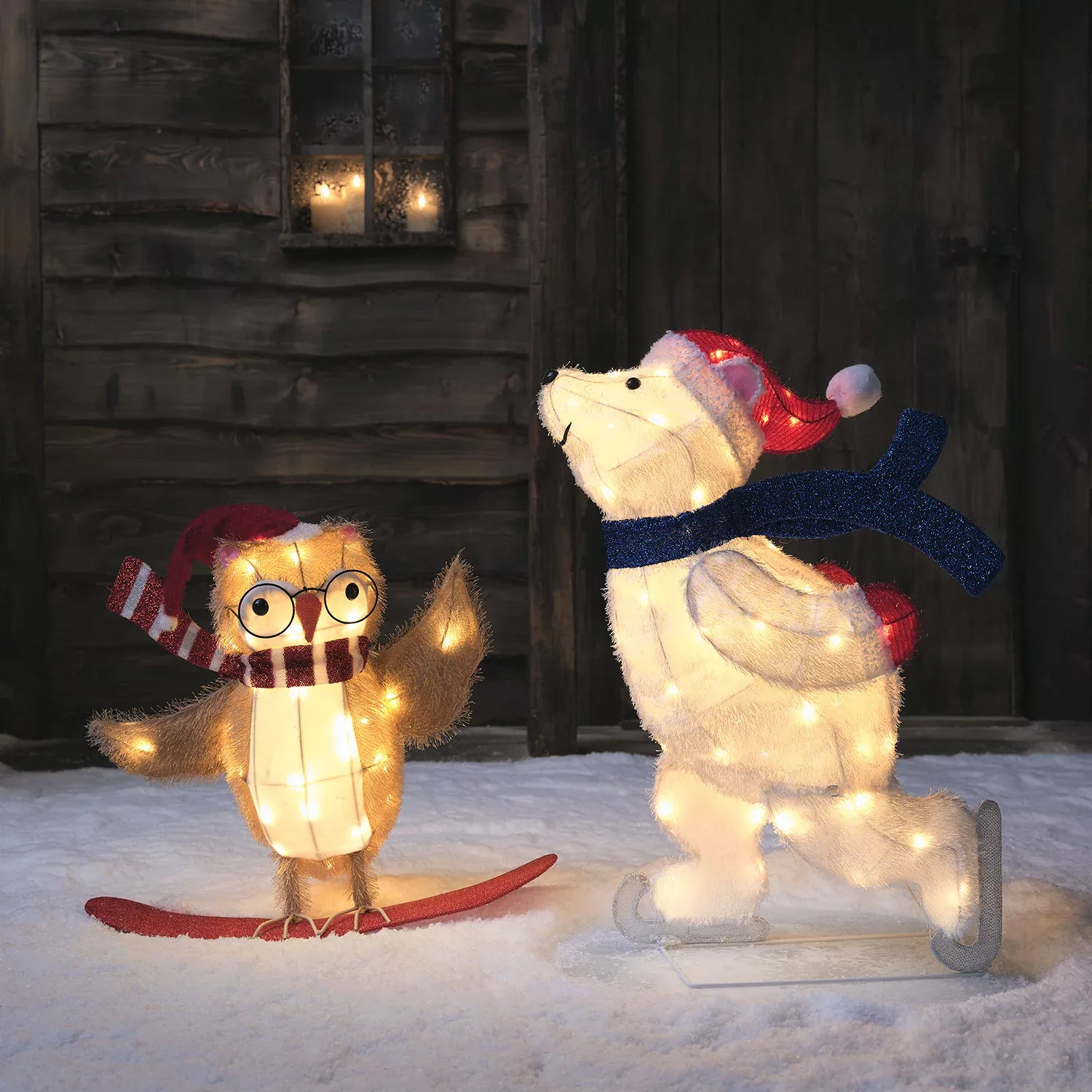 LED Weihnachtsfiguren außen Eisbär und Eule günstig online kaufen