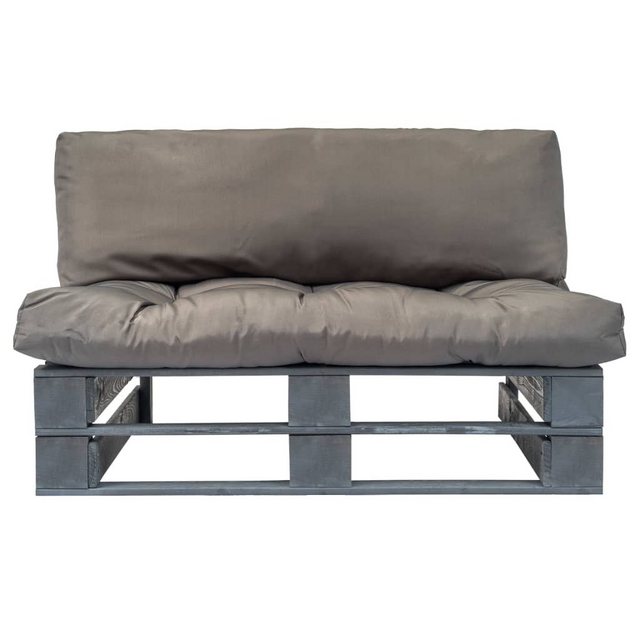 vidaXL Loungesofa Outdoor-Sofa Paletten mit Kissen in Grau Kiefernholz, 1 T günstig online kaufen