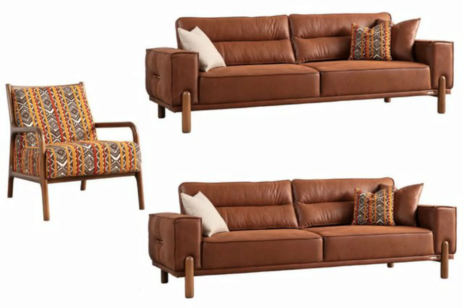 Villa Möbel Sofa Cognac, 1 Stk. 3-Sitzer, Hand Made Qualtiy, modernes Desig günstig online kaufen