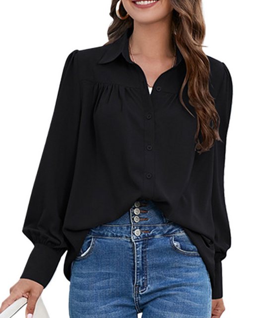 Orient Phoenix Langarmshirt Damen Hemden übergroße Laterne Blusen einfarbig günstig online kaufen
