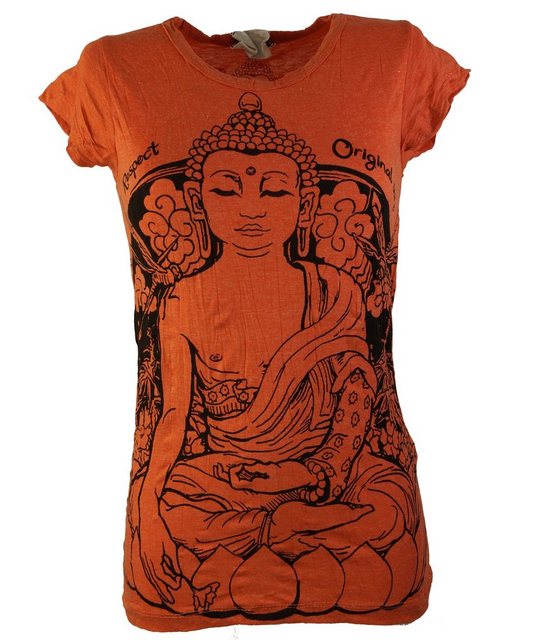 Guru-Shop T-Shirt Sure T-Shirt Meditation Buddha - orange Festival, Goa Sty günstig online kaufen