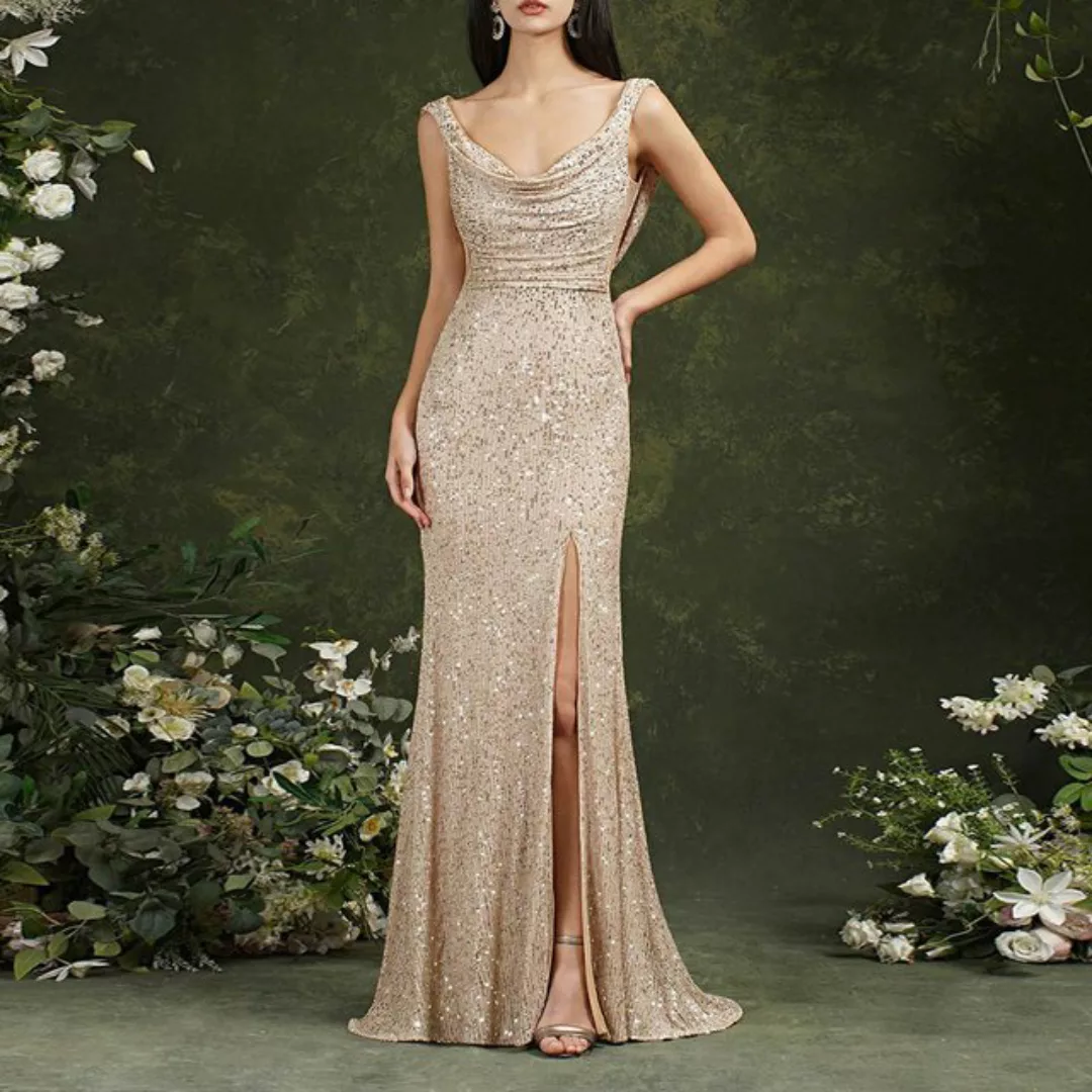 RUZU UG Abendkleid Damen Sexy Strapsrock mit Schlitz Kleid Brautjungfer Ban günstig online kaufen