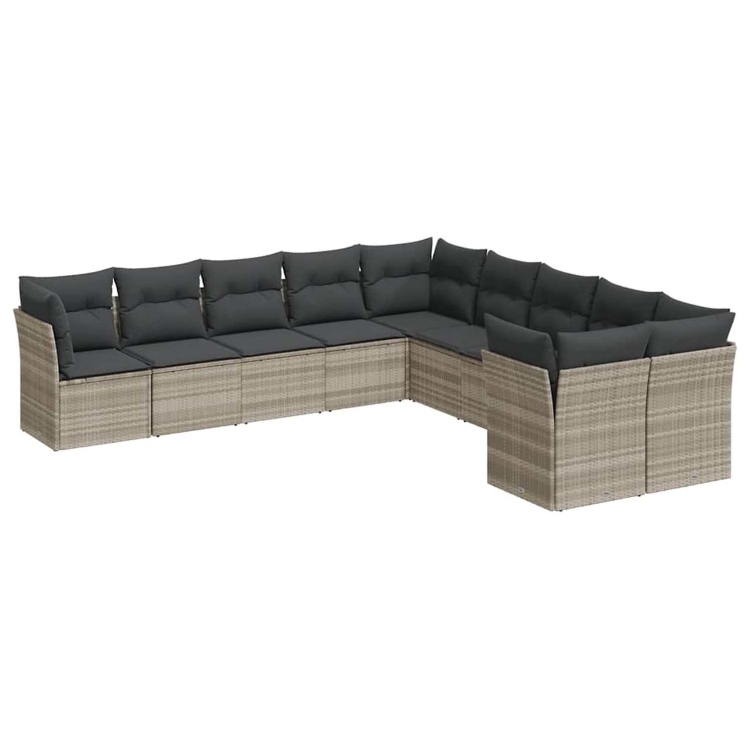 vidaXL 10-Tlg Garten-Sofagarnitur mit Kissen Hellgrau Poly Rattan 3250081 günstig online kaufen