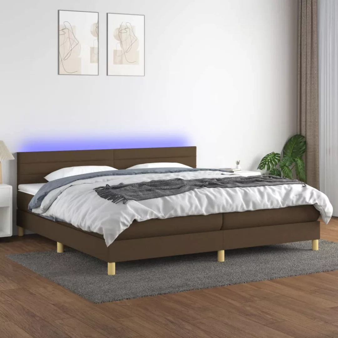 Vidaxl Boxspringbett Mit Matratze & Led Dunkelbraun 200x200 Cm Stoff günstig online kaufen