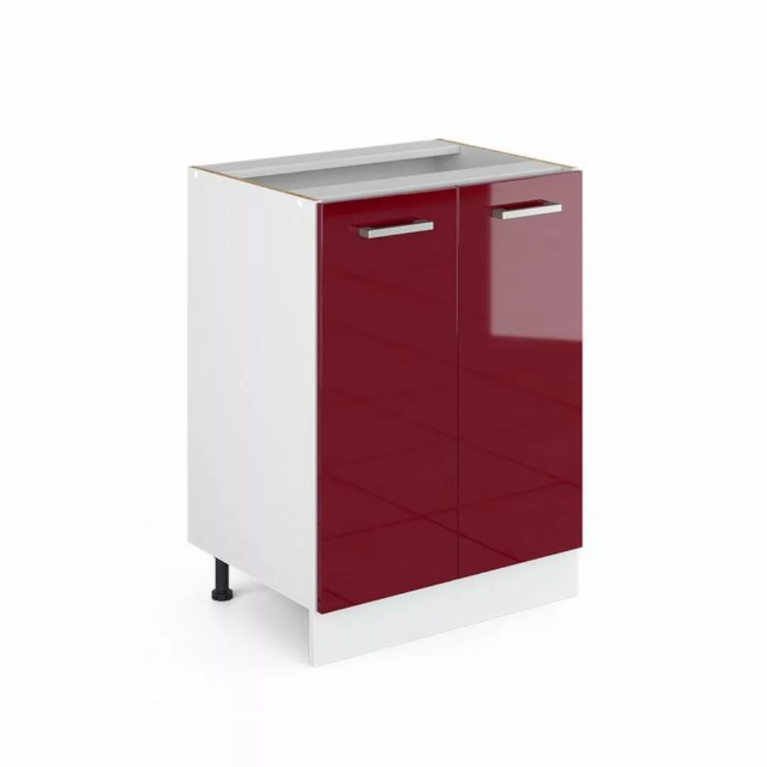 Vicco Unterschrank Küchenschrank 60 cm R-LINE Bordeuax-Rot Hochglanz günstig online kaufen