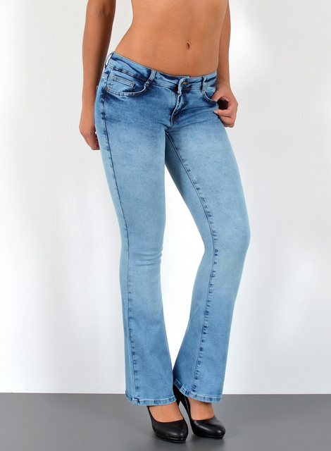 ESRA Bootcut-Jeans Schlaghose Damen Bootcut Jeans Stretch Hose mit niedrige günstig online kaufen