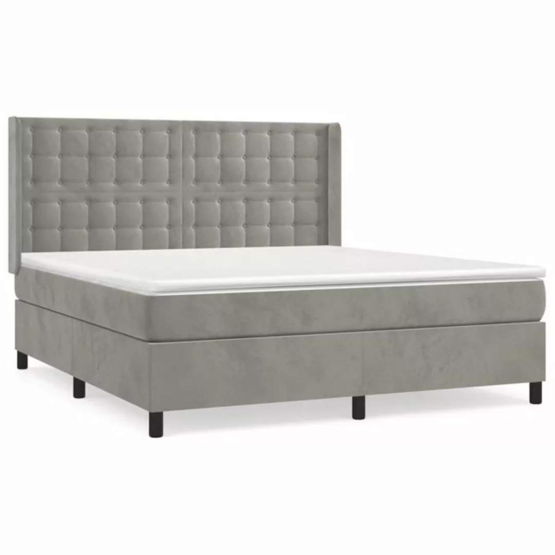 vidaXL Bettgestell Boxspringbett mit Matratze Hellgrau 160x200 cm Samt Bett günstig online kaufen