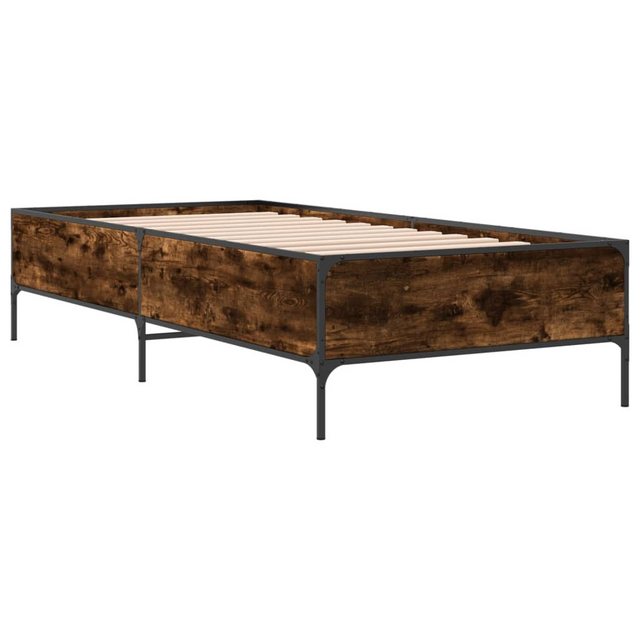 vidaXL Bett Bettgestell Räuchereiche 90x190 cm Holzwerkstoff und Metall günstig online kaufen