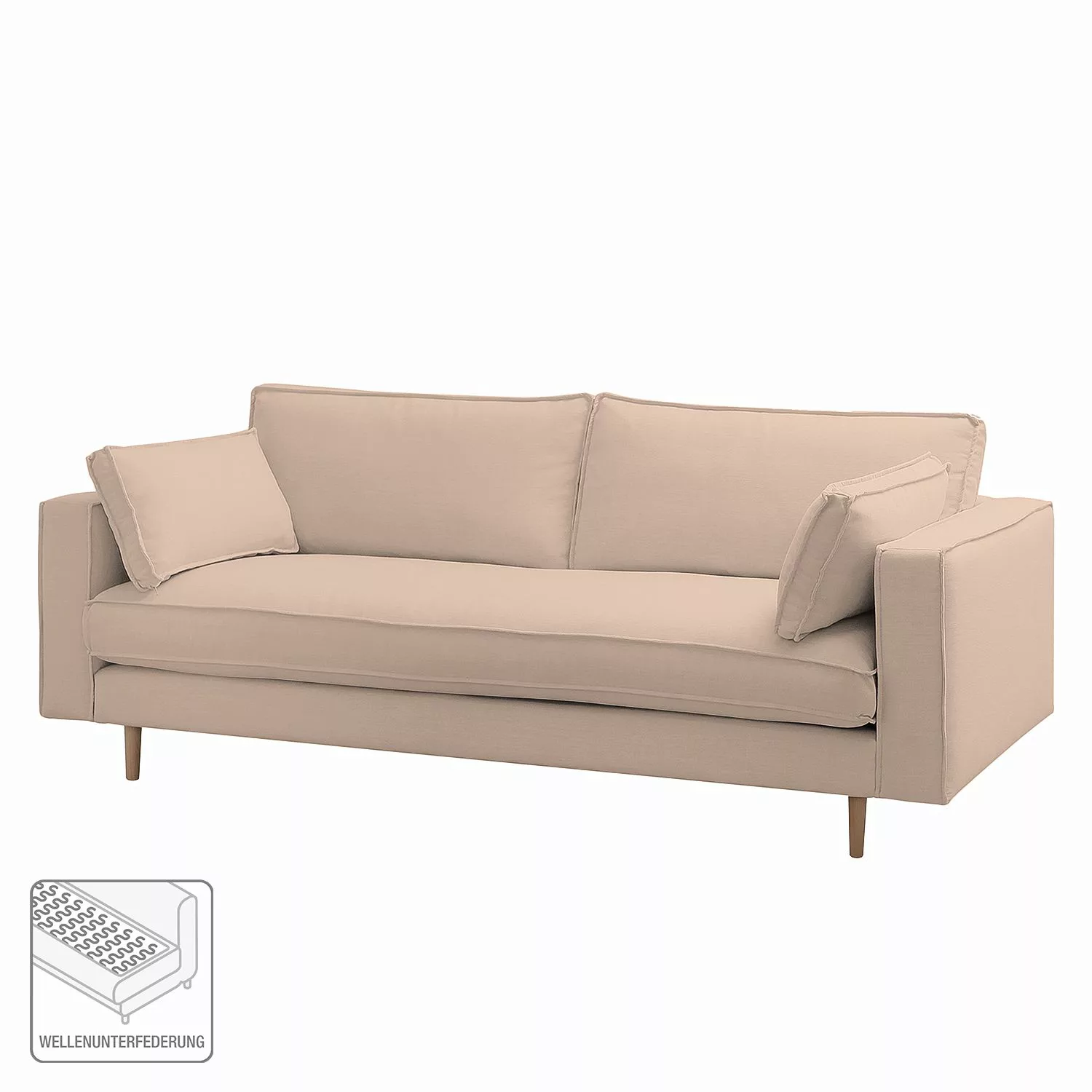 home24 Studio Copenhagen Sofa Momi 3-Sitzer Rosè Webstoff 217x80x95 cm günstig online kaufen