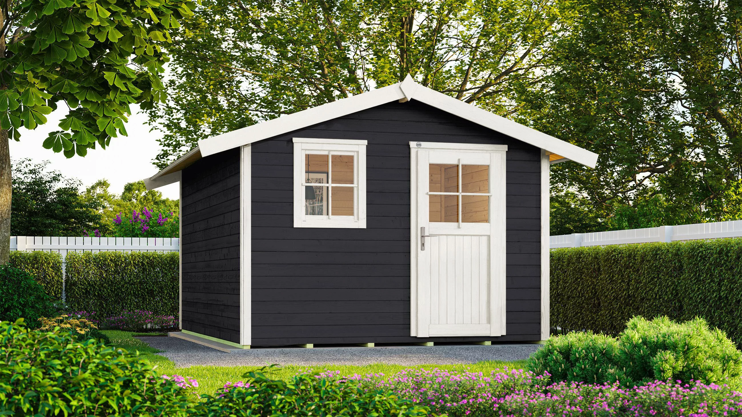 Weka Holz-Gartenhaus Anthrazit Satteldach Lasiert 324 cm günstig online kaufen