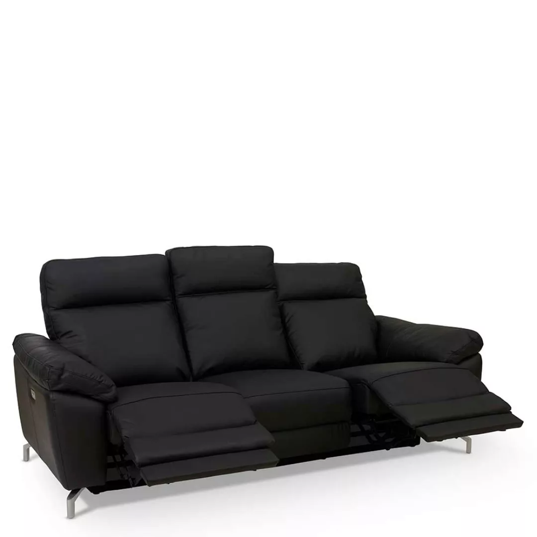 Wohnzimmer Sofa mit Relaxfunktion Schwarz günstig online kaufen