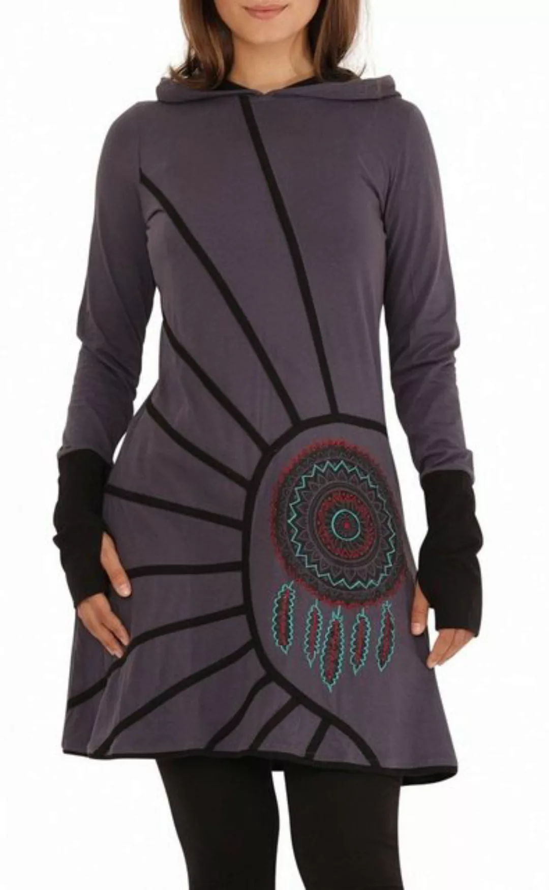 PUREWONDER Shirtkleid Langärmliges Kapuzenkleid aus Jersey Ganzjahreskleid günstig online kaufen