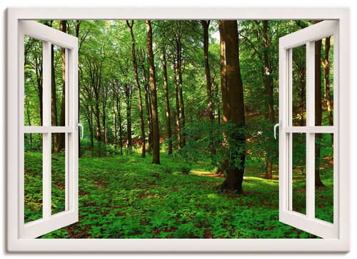 Artland Leinwandbild »Panorama Sommerwald, weiß«, Fensterblick, (1 St.), au günstig online kaufen