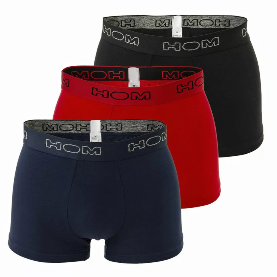 HOM Herren Boxer Shorts, 3er Pack - HOM Boxerlines #2, Baumwolle Schwarz/Ro günstig online kaufen