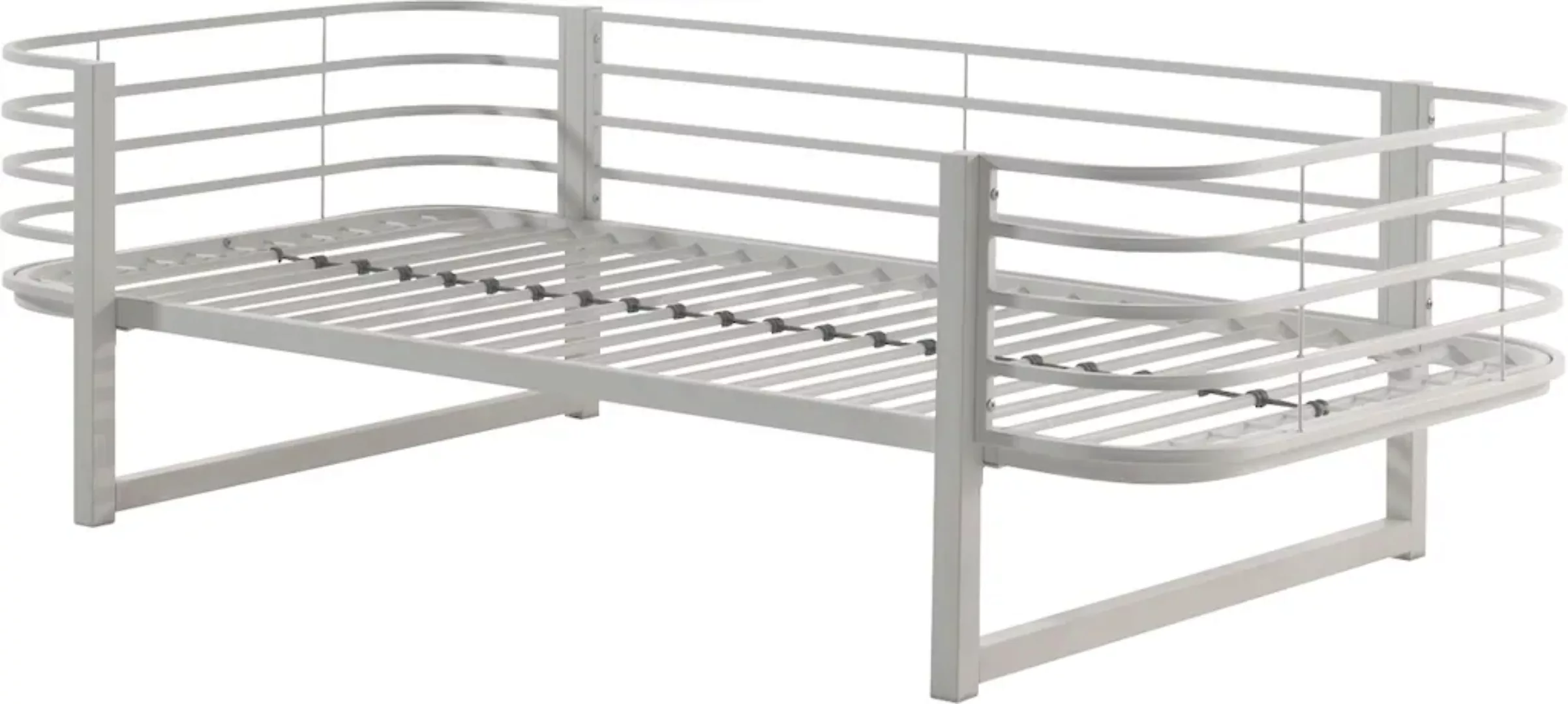 Natur24 Einzelbett Einzelbett Oscar 90 x 200 cm Metall weiß inkl. Lattenros günstig online kaufen