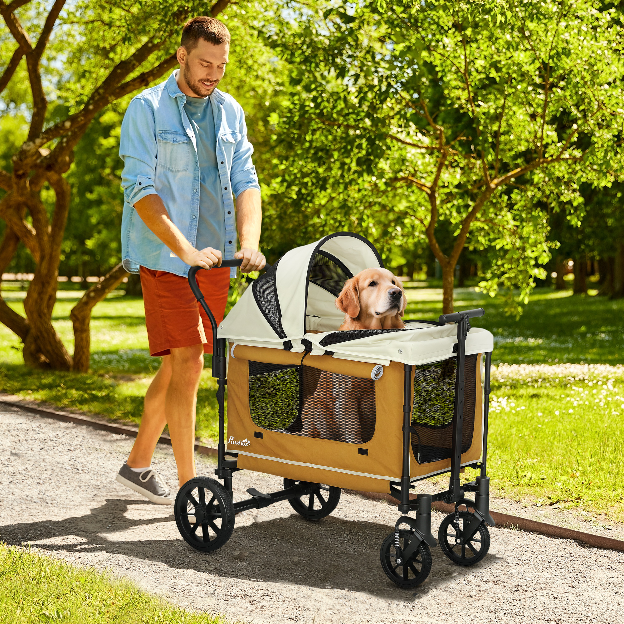 PawHut Hundewagen Hundebuggy klappbar für Hunde & Katzen bis 30 kg Katzenbu günstig online kaufen