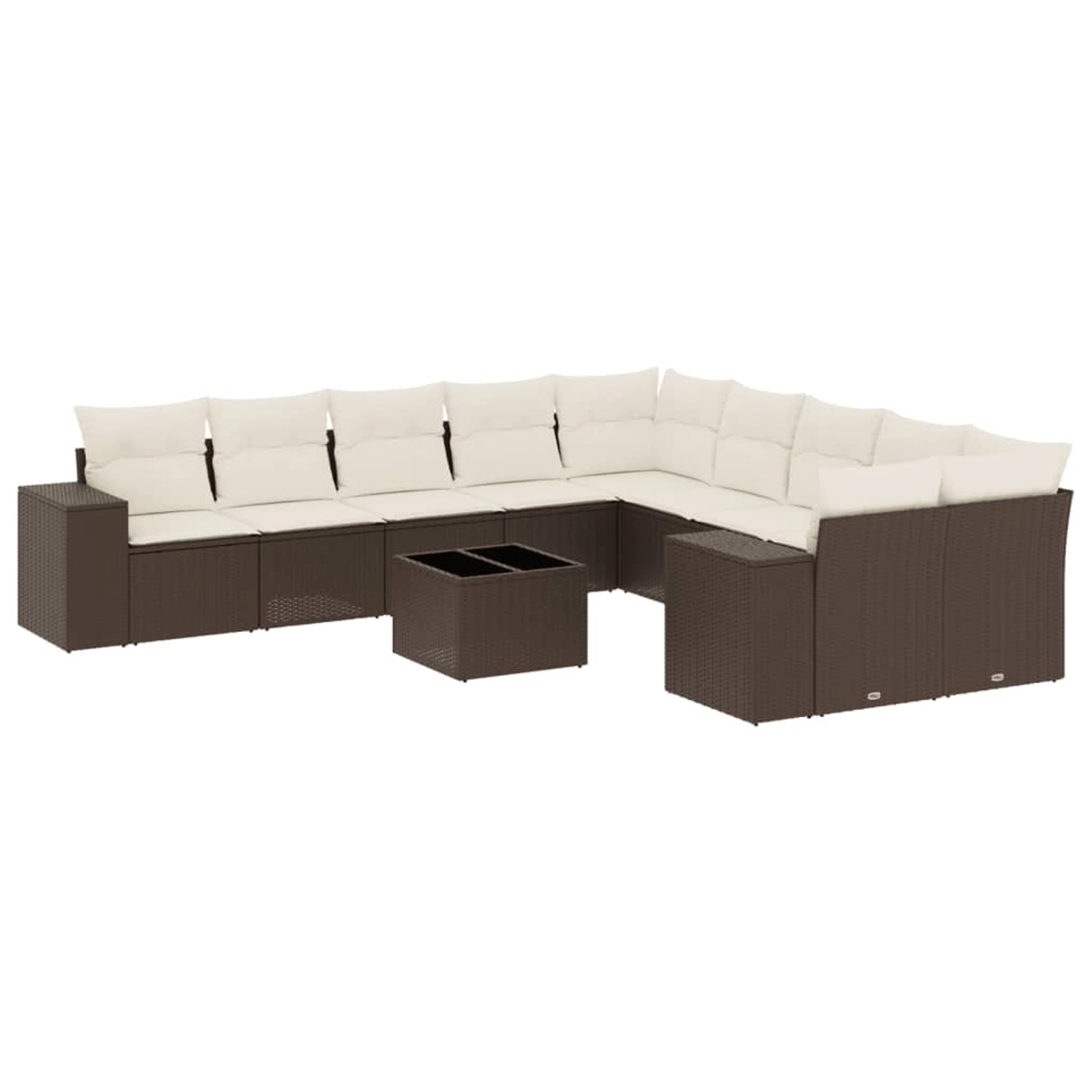vidaXL 11-Tlg Garten-Sofagarnitur mit Kissen Braun Poly Rattan 3255460 günstig online kaufen