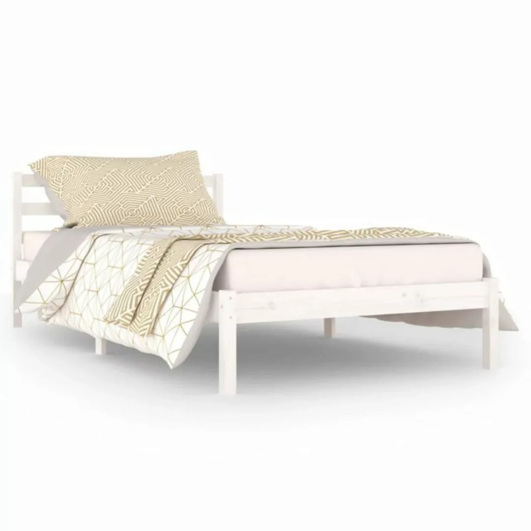 furnicato Bett Massivholzbett Kiefer 100x200 cm Weiß günstig online kaufen