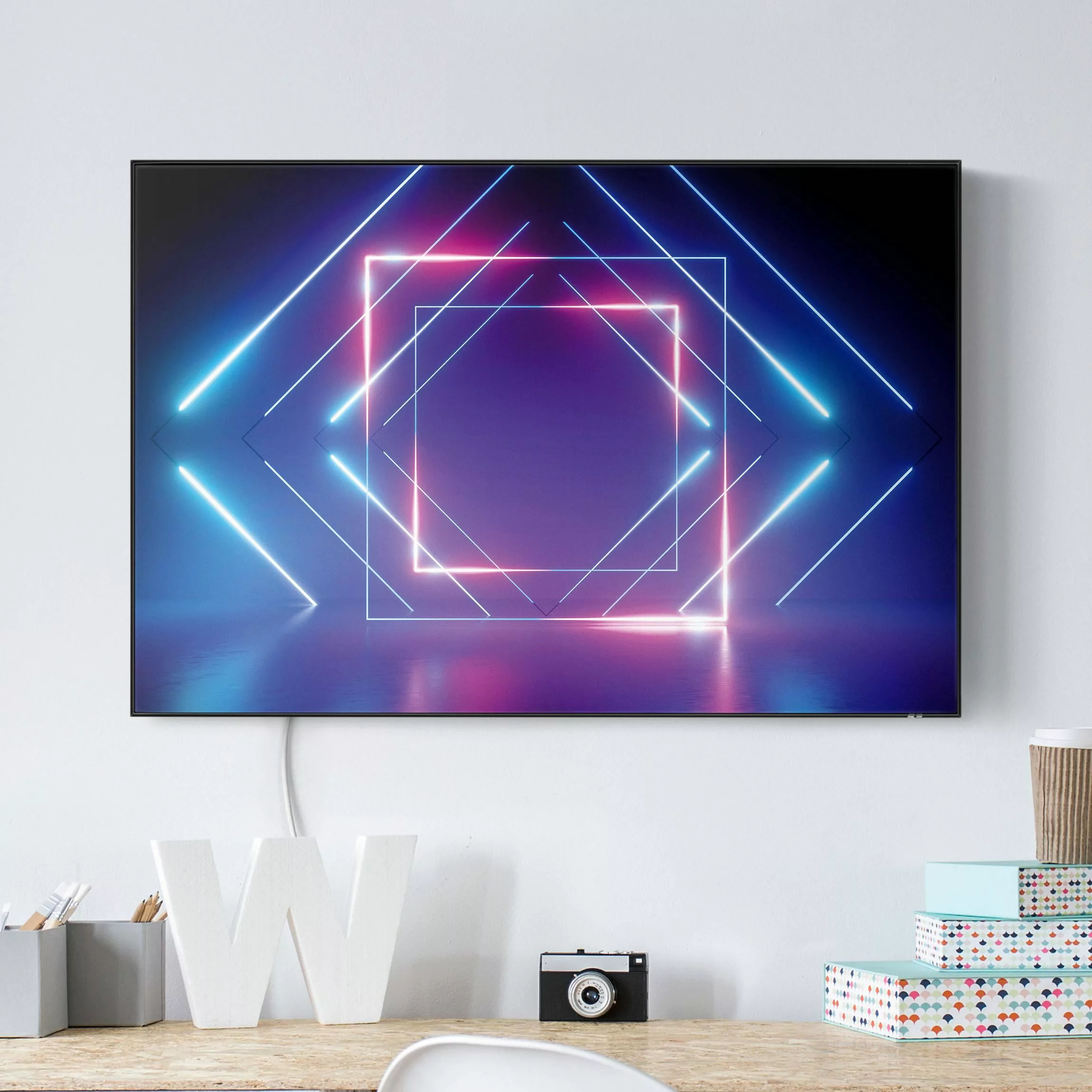 LED-Wechselbild Geometrisches Neonlicht günstig online kaufen