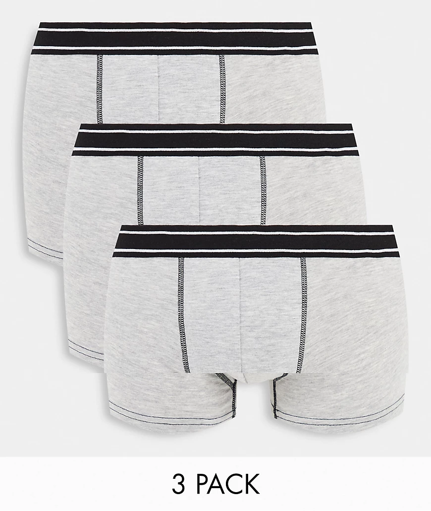 New Look – Boxershorts in Grau-Bunt mit gestreiftem Bund im 3er-Pack günstig online kaufen