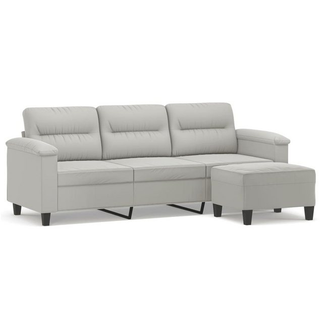 vidaXL Sofa, 3-Sitzer-Sofa mit Hocker Hellgrau 180 cm Mikrofasergewebe günstig online kaufen