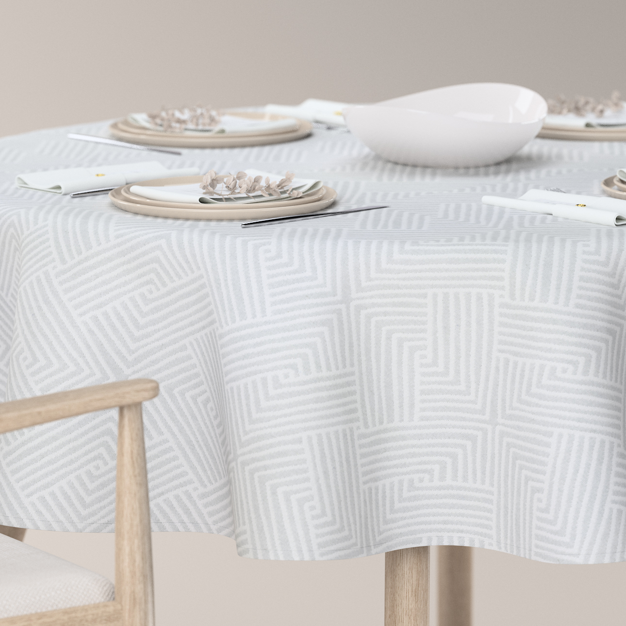 Runde Tischdecke, grau-weiß, Sunny (143-43) günstig online kaufen