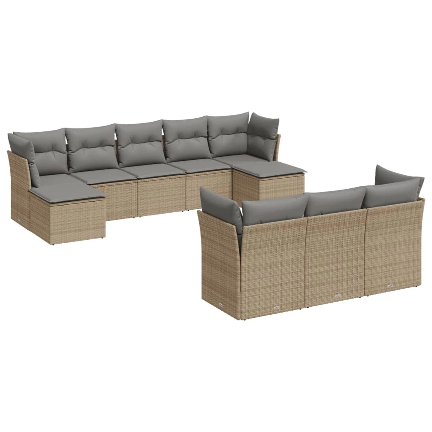 vidaXL 10-tlg Garten-Sofagarnitur mit Kissen Beige Poly Rattan Modell 92 günstig online kaufen